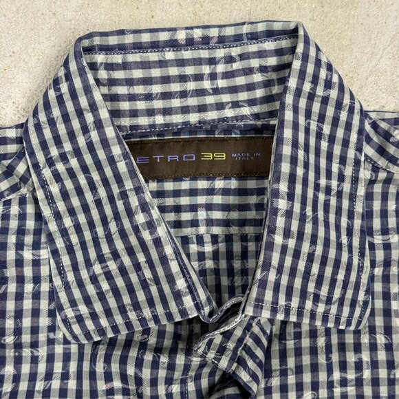 ETRO Milano Dress Shirt Check / Paisley Made in Italy Cotton 15 1/2 Medium - Picture 6 of 8